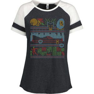 Retro Bat Mobile Gamer Nerdy Ugly Christmas Enza Ladies Jersey Colorblock Tee