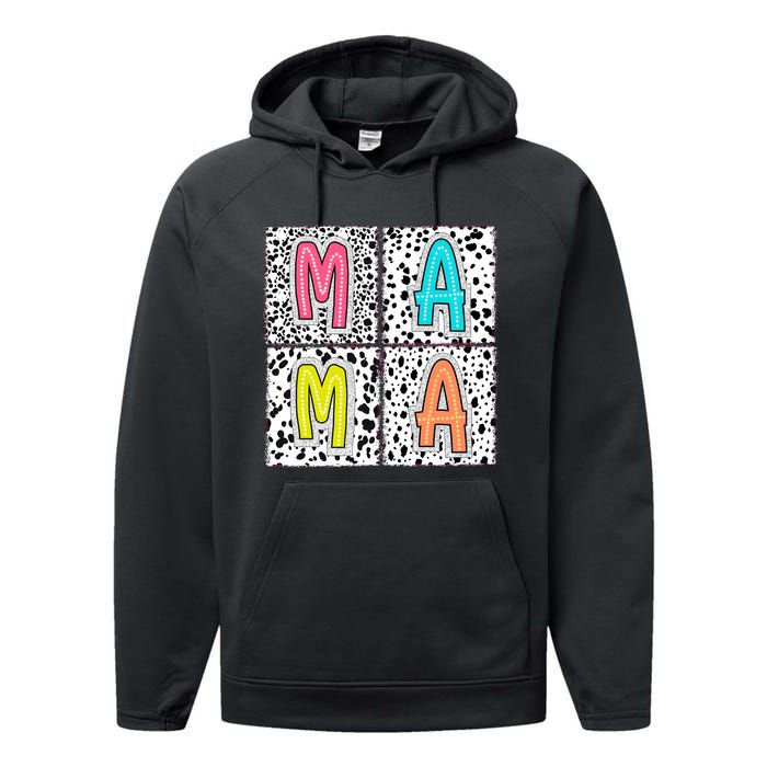 Retro Boho Mama Mother Performance Fleece Hoodie