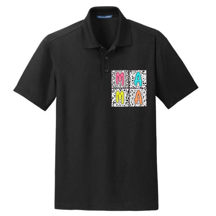 Retro Boho Mama Mother Dry Zone Grid Polo