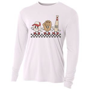 Retro Baseball Mama Game Day Sport Mom Mothers Day Cooling Performance Long Sleeve Crew