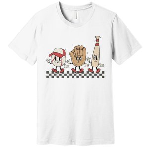 Retro Baseball Mama Game Day Sport Mom Mothers Day Premium T-Shirt