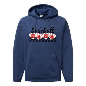 Retro Baseball Mama Sports Mom Performance Fleece Hoodie