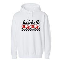 Retro Baseball Mama Sports Mom Garment-Dyed Fleece Hoodie