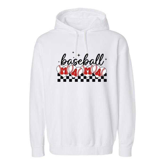 Retro Baseball Mama Sports Mom Garment-Dyed Fleece Hoodie