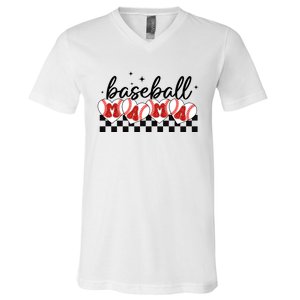 Retro Baseball Mama Sports Mom V-Neck T-Shirt