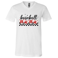 Retro Baseball Mama Sports Mom V-Neck T-Shirt