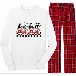 Retro Baseball Mama Sports Mom Long Sleeve Pajama Set