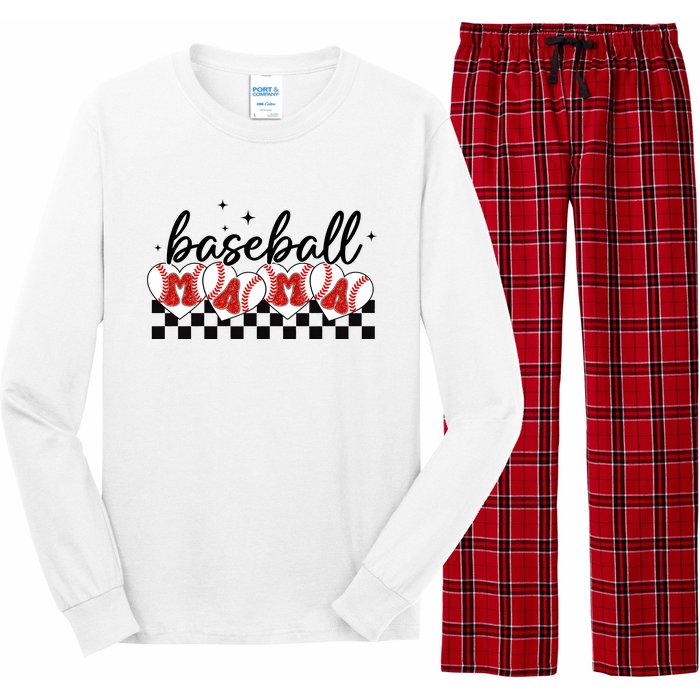 Retro Baseball Mama Sports Mom Long Sleeve Pajama Set