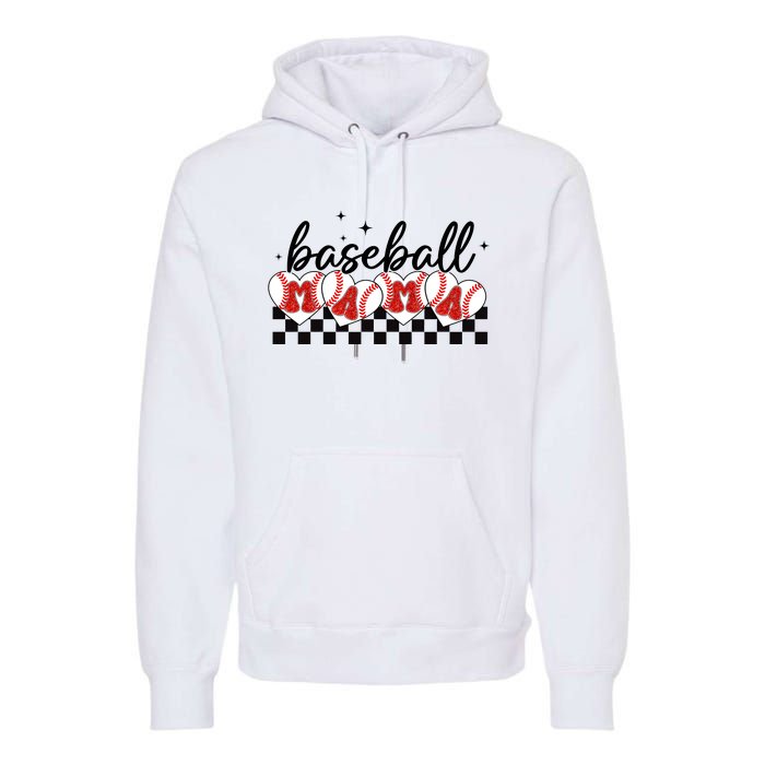 Retro Baseball Mama Sports Mom Premium Hoodie