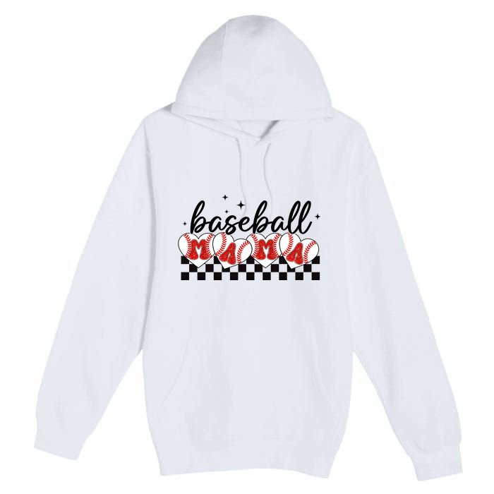 Retro Baseball Mama Sports Mom Premium Pullover Hoodie