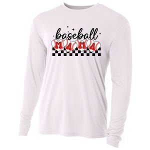 Retro Baseball Mama Sports Mom Cooling Performance Long Sleeve Crew