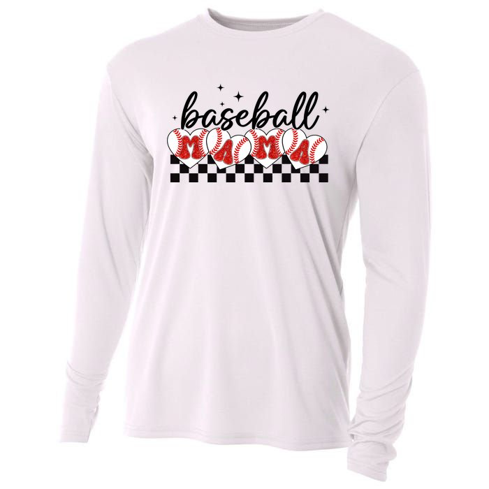 Retro Baseball Mama Sports Mom Cooling Performance Long Sleeve Crew