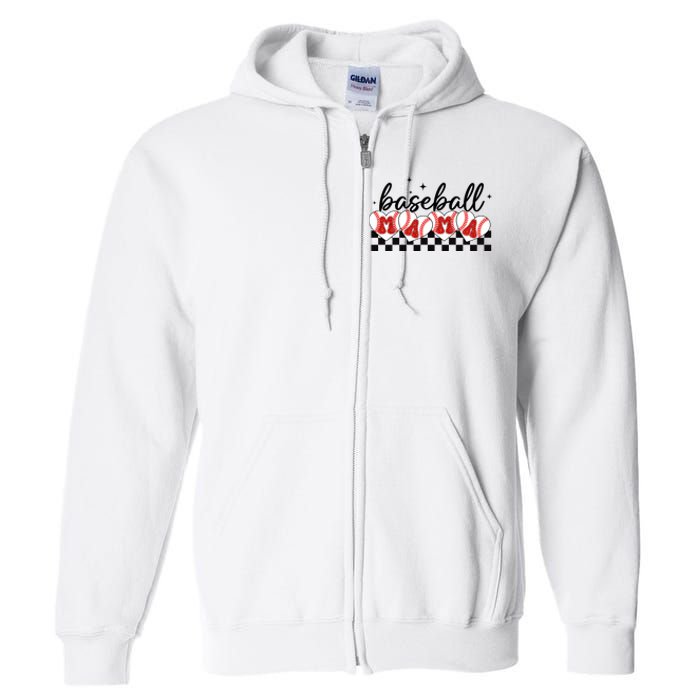 Retro Baseball Mama Sports Mom Full Zip Hoodie