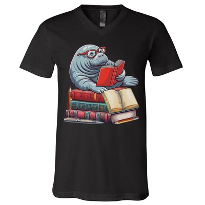 Reading Books Matching Bookworm Readers Librarian V-Neck T-Shirt