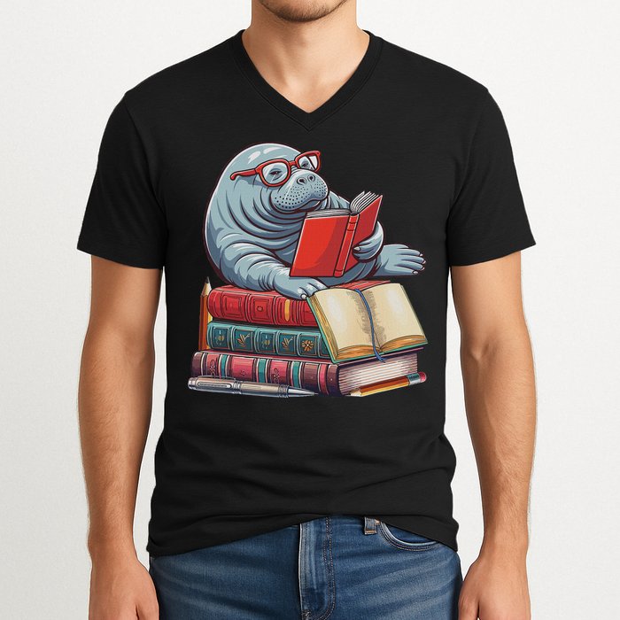 Reading Books Matching Bookworm Readers Librarian V-Neck T-Shirt