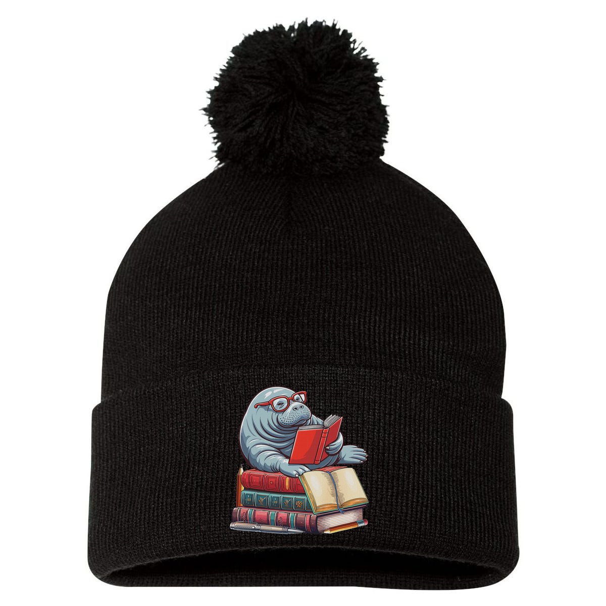 Reading Books Matching Bookworm Readers Librarian Pom Pom 12in Knit Beanie