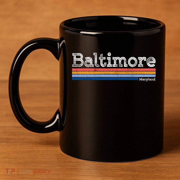Retro Baltimore Maryland 11oz C Handle Ceramic Mug