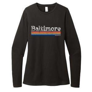 Retro Baltimore Maryland Womens CVC Long Sleeve Shirt