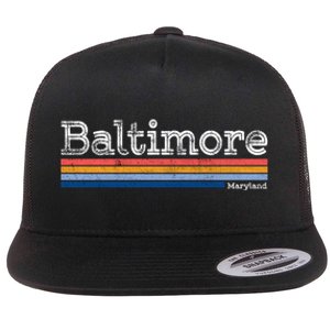 Retro Baltimore Maryland Flat Bill Trucker Hat