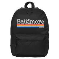Retro Baltimore Maryland 16 in Basic Backpack