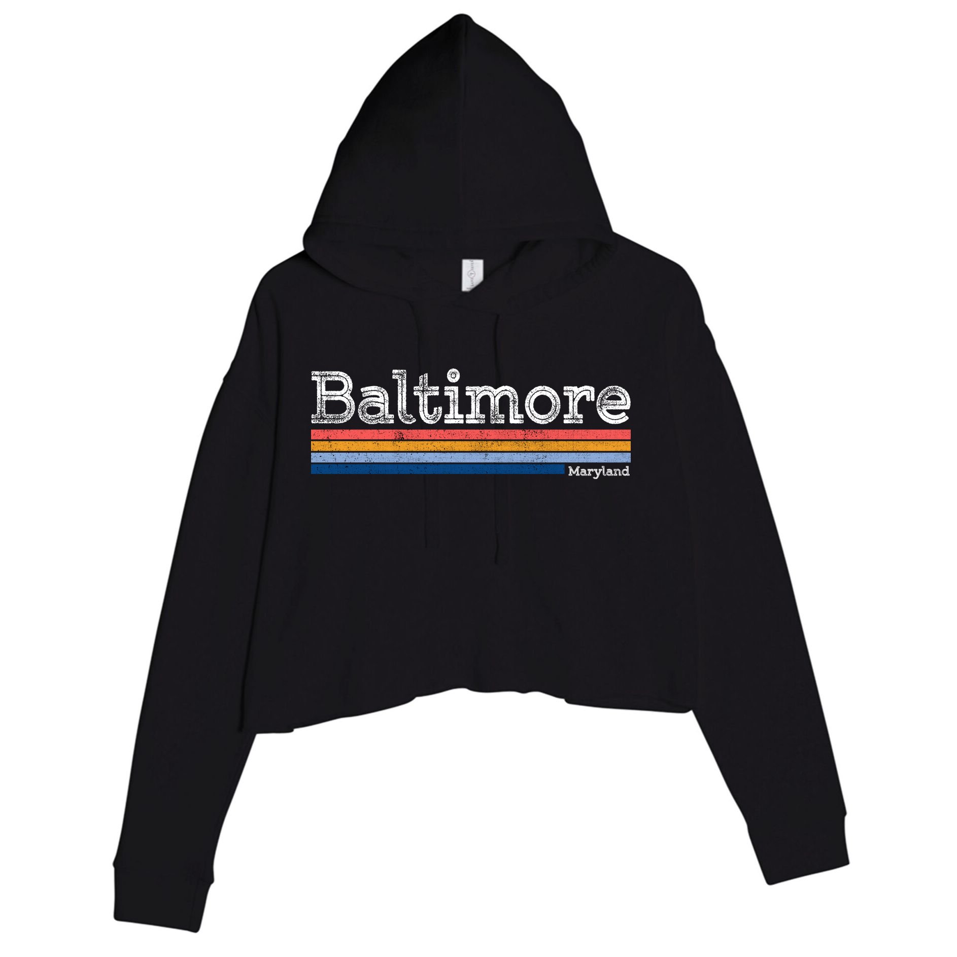 Retro Baltimore Maryland Crop Fleece Hoodie