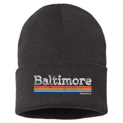 Retro Baltimore Maryland Sustainable Knit Beanie