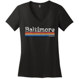 Retro Baltimore Maryland Women's V-Neck T-Shirt