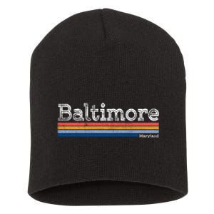 Retro Baltimore Maryland Short Acrylic Beanie