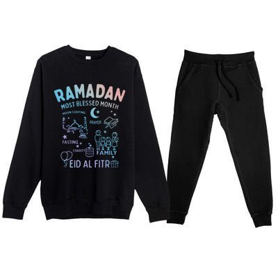 Ramadan Blessed Month Muslim Islamic Eid Al Fitr Gift Premium Crewneck Sweatsuit Set