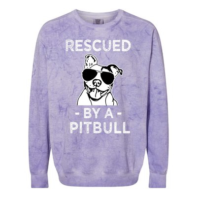 Rescued by my Pitbull Dog funny saying Colorblast Crewneck Sweatshirt