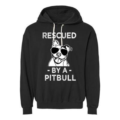 Rescued by my Pitbull Dog funny saying Garment-Dyed Fleece Hoodie