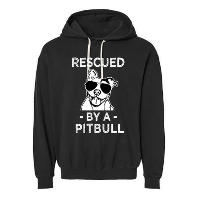 Rescued by my Pitbull Dog funny saying Garment-Dyed Fleece Hoodie