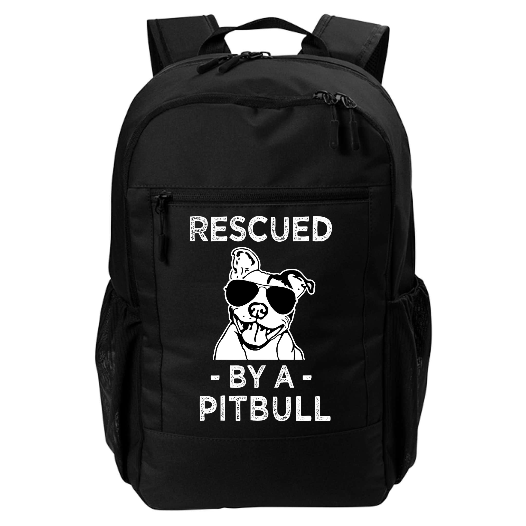 Rescued by my Pitbull Dog funny saying Backpack