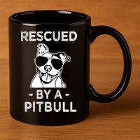 Rescued by my Pitbull Dog funny saying 11oz C Handle Ceramic Mug
