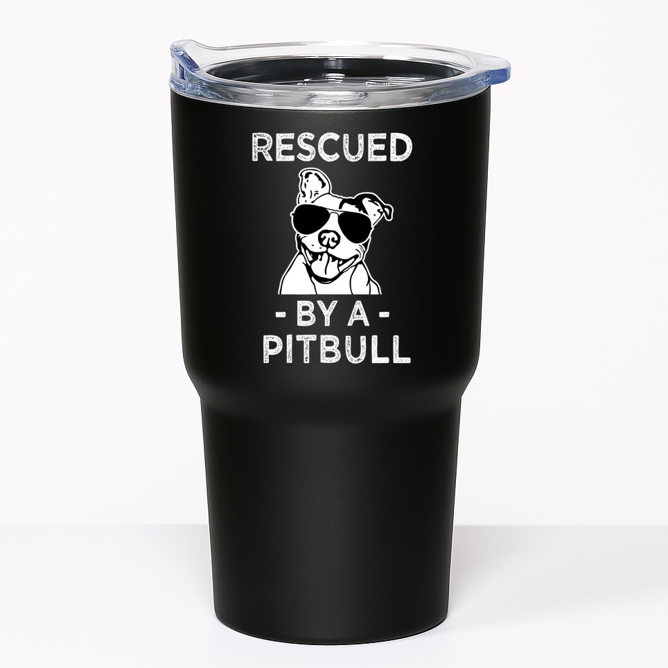 Rescued by my Pitbull Dog funny saying Tumbler