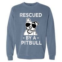 Rescued by my Pitbull Dog funny saying Garment-Dyed Sweatshirt