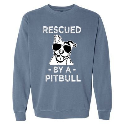 Rescued by my Pitbull Dog funny saying Garment-Dyed Sweatshirt