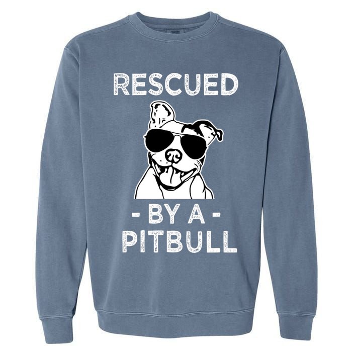 Rescued by my Pitbull Dog funny saying Garment-Dyed Sweatshirt
