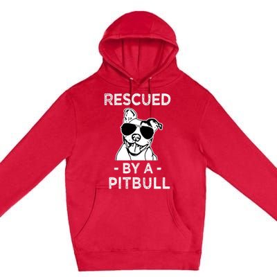 Rescued by my Pitbull Dog funny saying Premium Pullover Hoodie