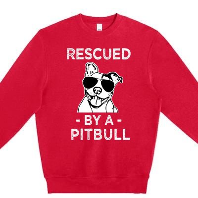 Rescued by my Pitbull Dog funny saying Premium Crewneck Sweatshirt