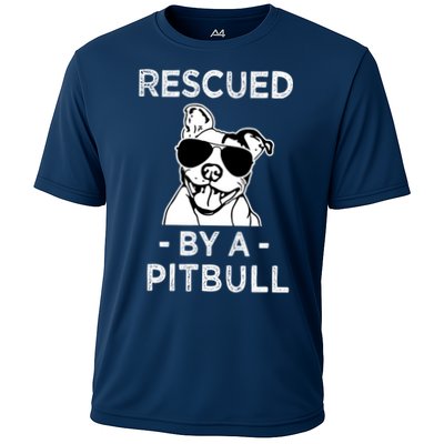 Rescued by my Pitbull Dog funny saying Performance Shirt
