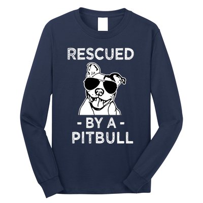 Rescued by my Pitbull Dog funny saying Long Sleeve Shirt