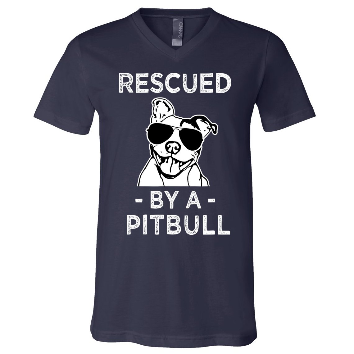 Rescued by my Pitbull Dog funny saying V-Neck T-Shirt