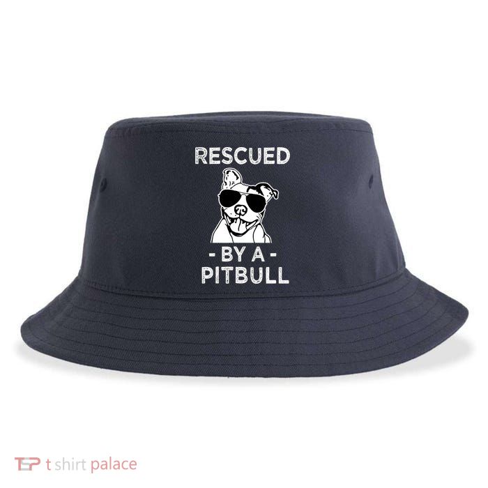 Rescued by my Pitbull Dog funny saying Sustainable Bucket Hat