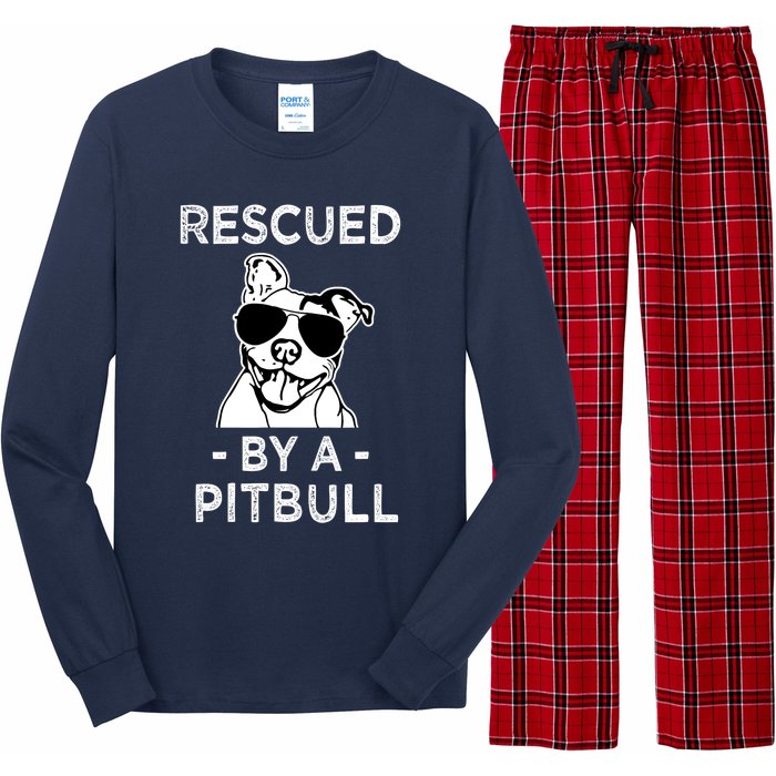 Rescued by my Pitbull Dog funny saying Long Sleeve Pajama Set