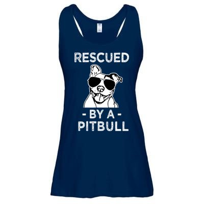 Rescued by my Pitbull Dog funny saying Ladies Essential Flowy Tank