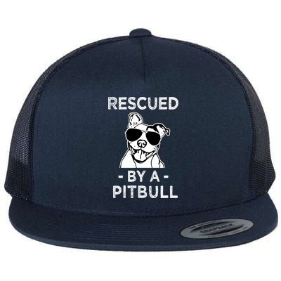 Rescued by my Pitbull Dog funny saying Flatbill Hat