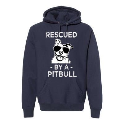 Rescued by my Pitbull Dog funny saying Premium Hoodie