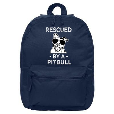 Rescued by my Pitbull Dog funny saying 16 in Basic Backpack