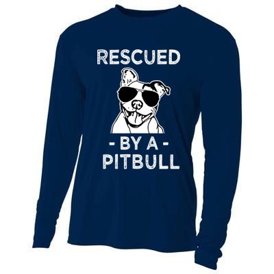 Rescued by my Pitbull Dog funny saying Cooling Performance Long Sleeve Crew